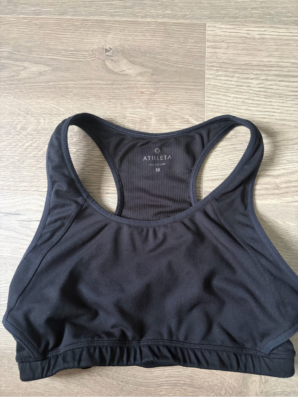 Athleta Black Racerback Sports Bra with Mesh Back